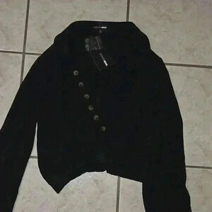 NWT Fashionnova black button down crop shirt- Tell me the truth​